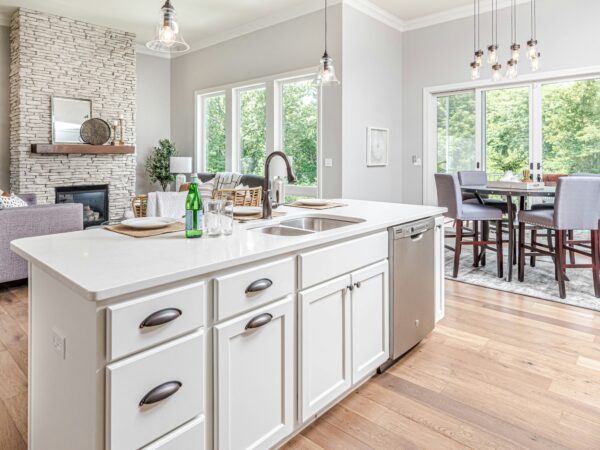 Open kitchen with waterproof flooring